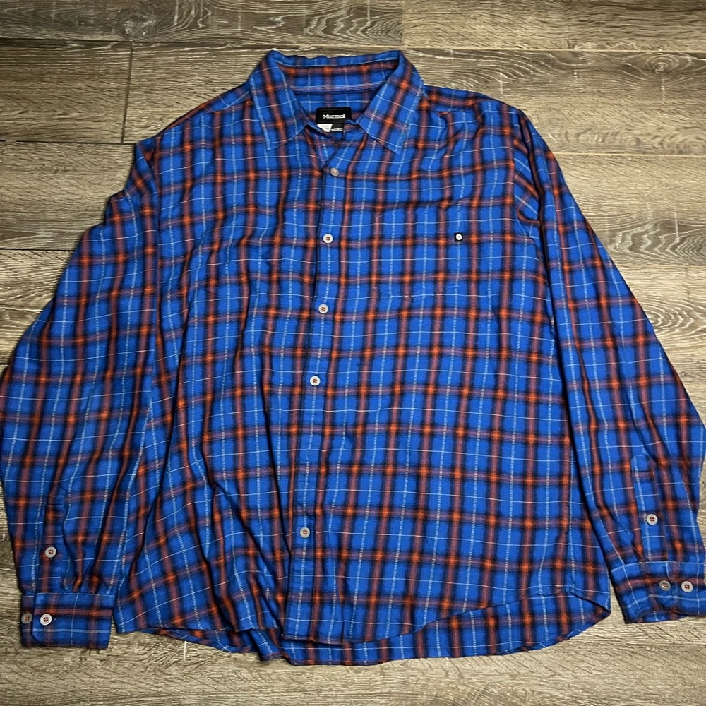 Plaid Blue and Orange Men's Shirt